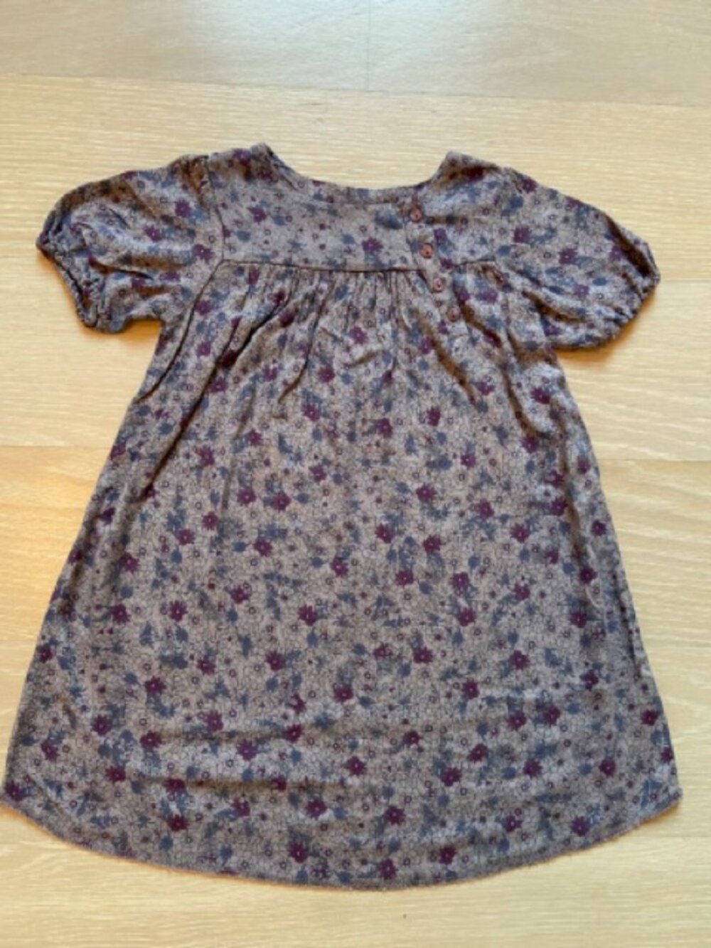 Monoprix, purple floral printed dress, toddler: 36 months, soft cotton, purple